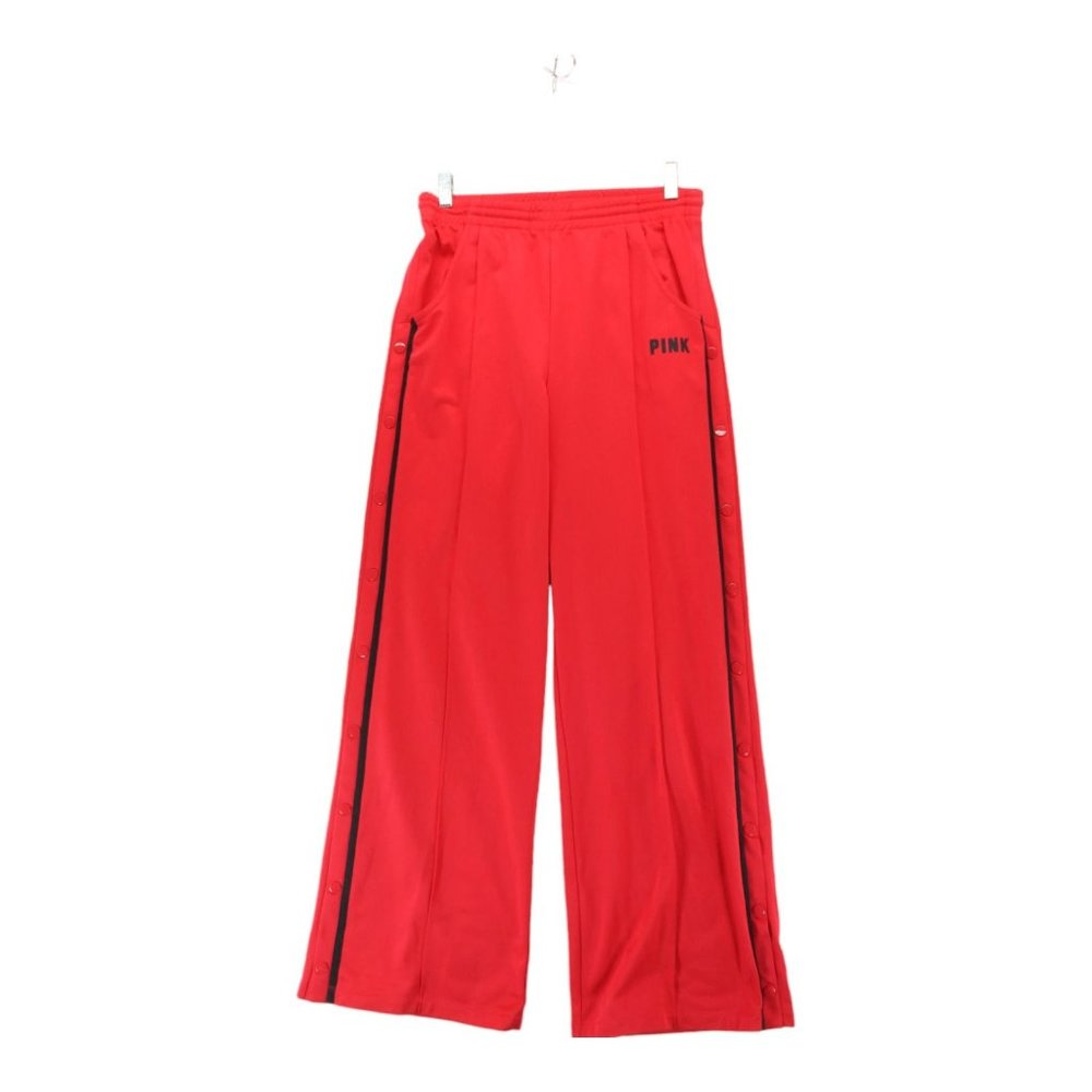 PINK Victorias Secret Womens Red Trouser Pants Classic Size Medium Snap on sides